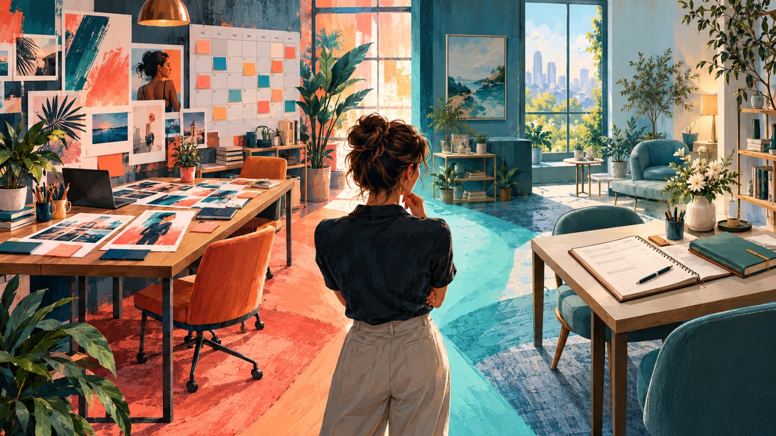 Editorial illustration of an agency considering two different business workflows
